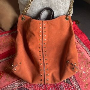 Michael Kors Orange Suede Astor Studded Tote